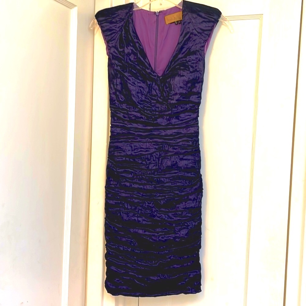 Nicole Miller Techno Metal Ruched Dress
